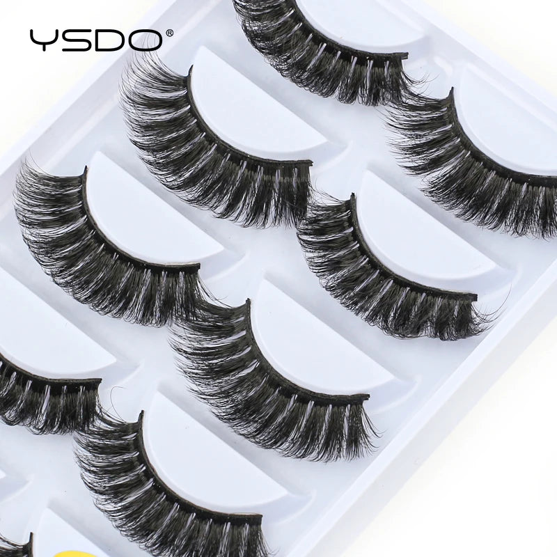 YSDO eyelashes 3/5 Pairs Natural Long 3D Mink Lashes Fluffy Volume Mink False Eyelashes Cruelty Free Wispy Lashes Makeup Cilios