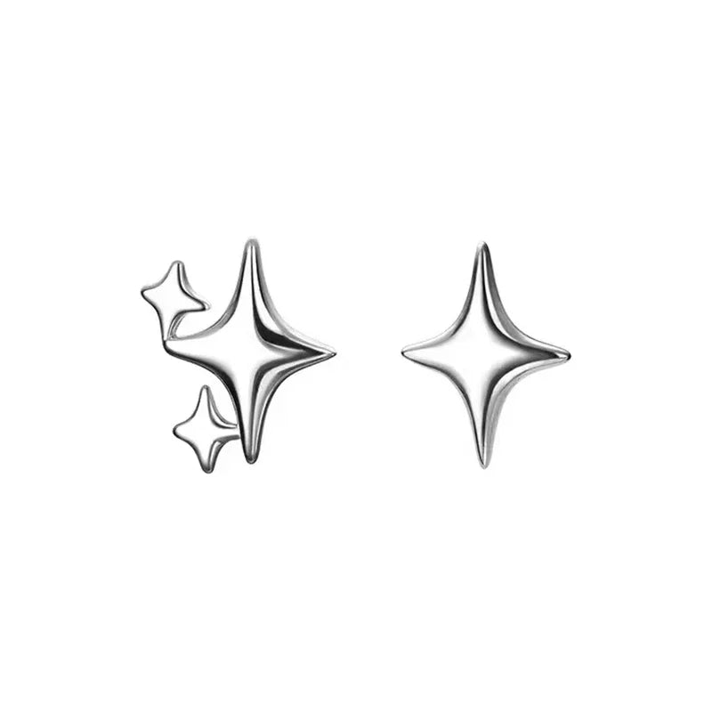 REETI 925 Stamp Silver Color Star Stud Earrings Women Girl Gift Cute Banquet Asymmetry Jewelry Dropshipping Wholesale