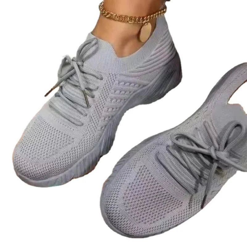 Shoes  Mesh Breathable Women Casual Sneakers Lace-up Vulcanized Shoes Ladies Platform Sneakers Female Shoes Plus Size Zapatos De Mujer