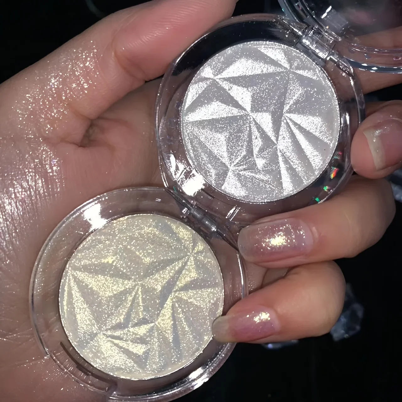 2 Colors Diamond Highlighter Powder Palette Glitter Face Contour Brighten Makeup Shimmer Ultra-concentrated Illuminate Cosmetic