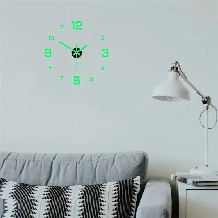 EW Creative Simple Luminous Digital Clock European Style DIY Silent Wall Clock Study Living Room Punch-Free Wall Sticker Clock