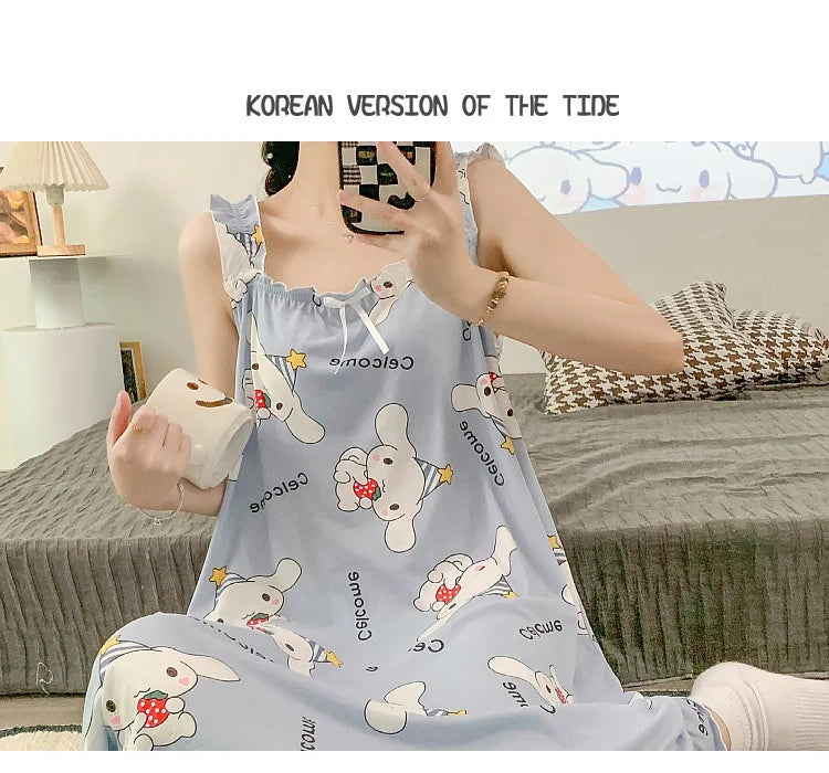 2024 New Little Fresh Sling Sleeping Dress For Women's Spring/Summer Sexy Thin Sleeping Dress Princess Style