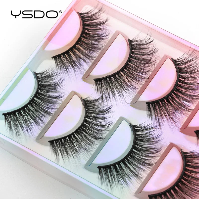 YSDO eyelashes 3/5 Pairs Natural Long 3D Mink Lashes Fluffy Volume Mink False Eyelashes Cruelty Free Wispy Lashes Makeup Cilios