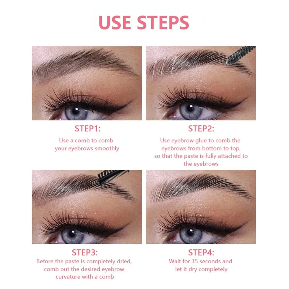 3D Eyebrow Glue Waterproof Eyebrow Style Gel, PROFESSIONAL MAKEUP The Brow Glue, Extreme Hold Eyebrow Gel, Brow Fixer