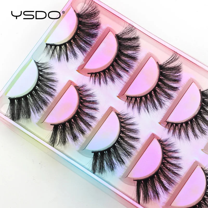 YSDO eyelashes 3/5 Pairs Natural Long 3D Mink Lashes Fluffy Volume Mink False Eyelashes Cruelty Free Wispy Lashes Makeup Cilios