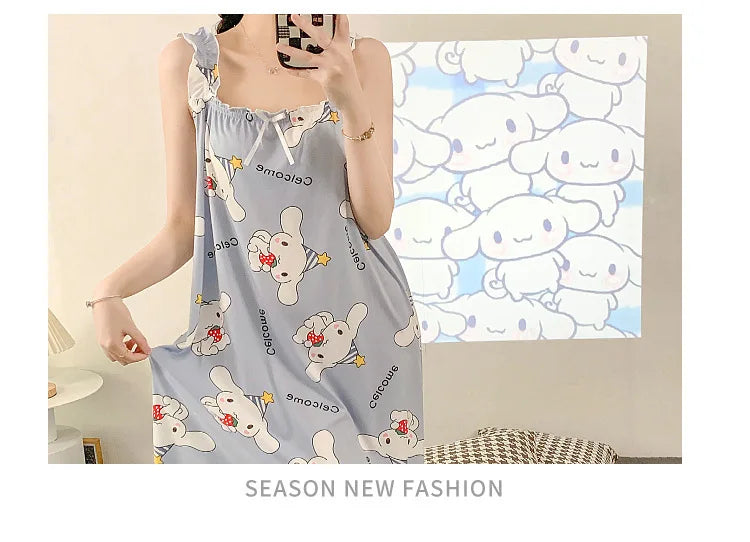 2024 New Little Fresh Sling Sleeping Dress For Women's Spring/Summer Sexy Thin Sleeping Dress Princess Style