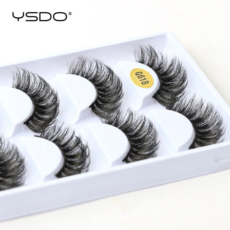 YSDO eyelashes 3/5 Pairs Natural Long 3D Mink Lashes Fluffy Volume Mink False Eyelashes Cruelty Free Wispy Lashes Makeup Cilios