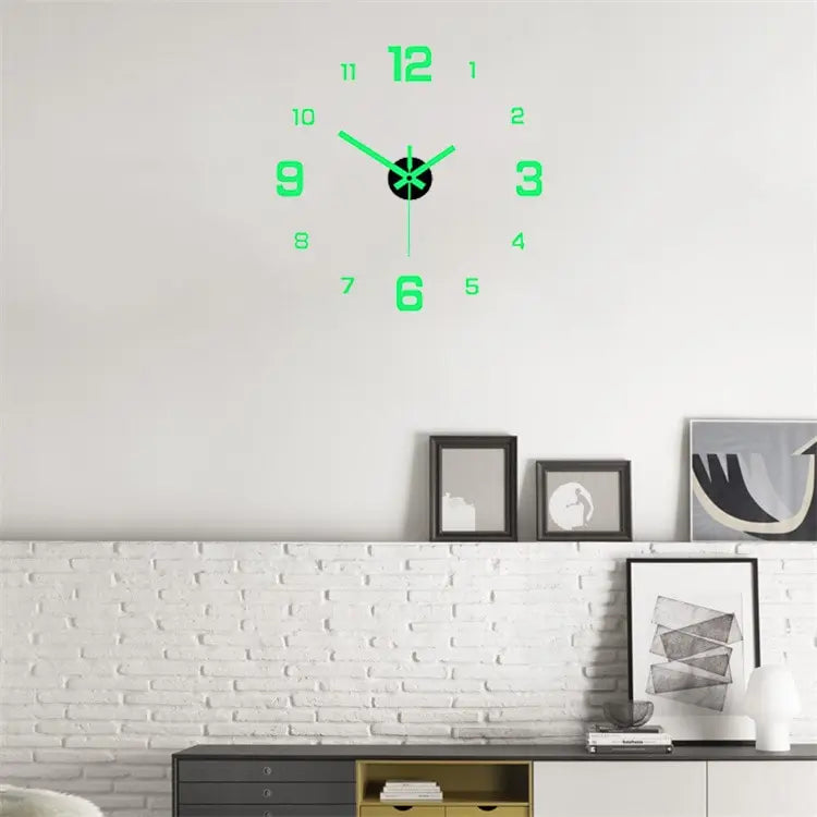 EW Creativo Semplice Orologio Digitale Luminoso Stile Europeo Fai da Te Orologio da Parete Silenzioso Studio Soggiorno Orologio Adesivo da Parete Senza Punzoni