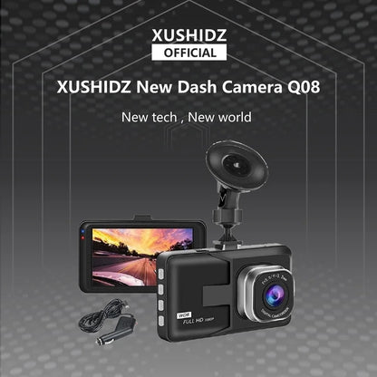 XUSHIDZ Q08 1080P Dash Camera con sensore G Obiettivo grandangolare da 170 gradi dashcam Registratore di veicoli Super Night Vision dvr