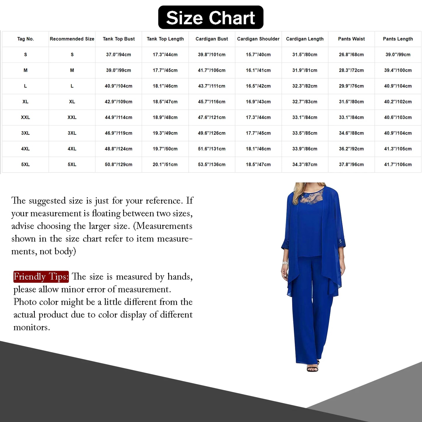 Women Cocktail Party Prom Suit Evening Suit Lace Wedding Chiffon 3Piece Outfits Tank Tops Cardigan And Straight Pants Suit