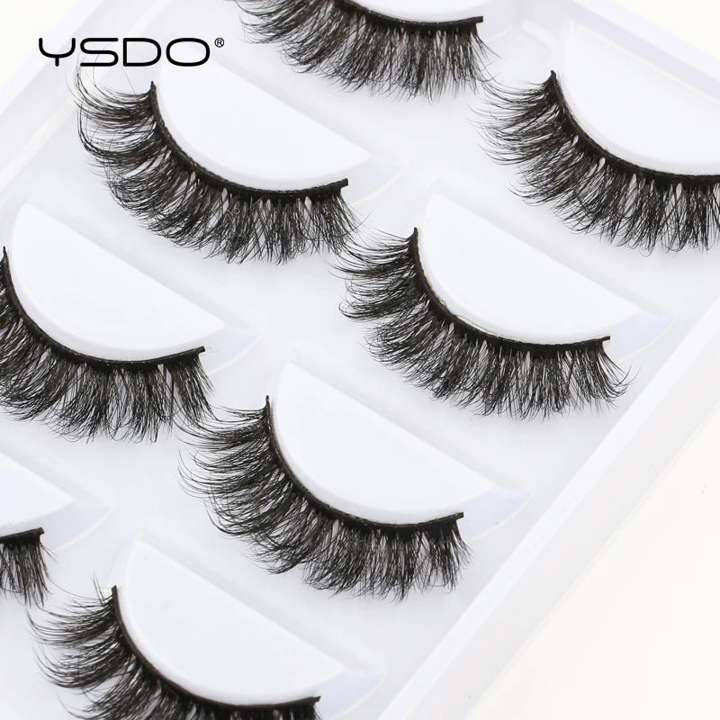 YSDO eyelashes 3/5 Pairs Natural Long 3D Mink Lashes Fluffy Volume Mink False Eyelashes Cruelty Free Wispy Lashes Makeup Cilios