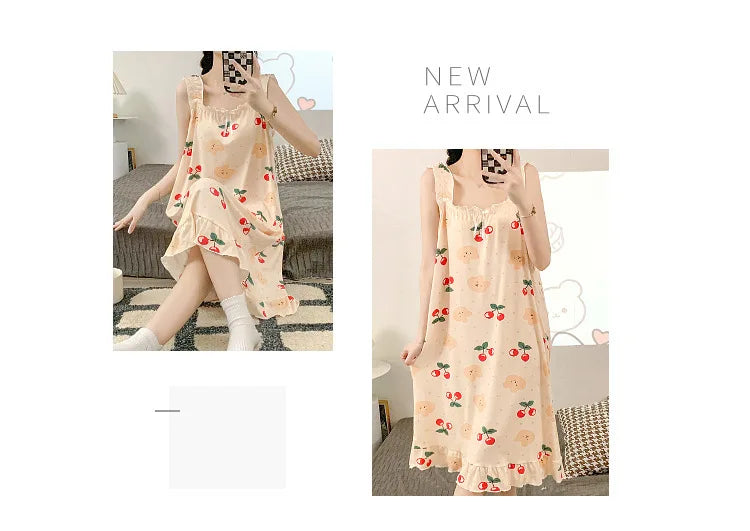 2024 New Little Fresh Sling Sleeping Dress For Women's Spring/Summer Sexy Thin Sleeping Dress Princess Style